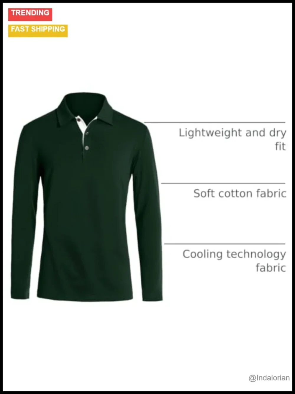 Mens Long Sleeve Polo Shirt Slim Fit Cotton Blend Casual Business Golf